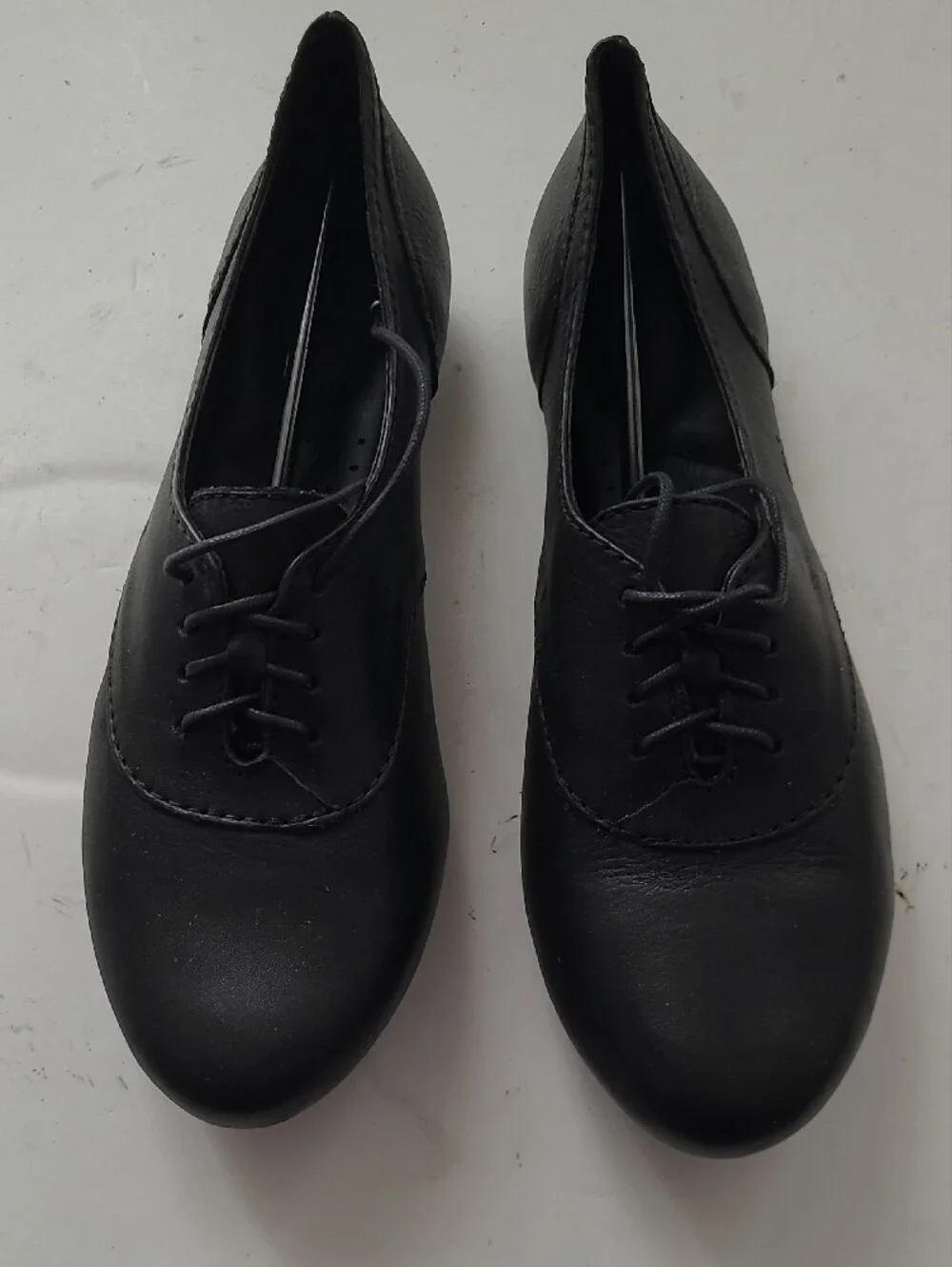 Born Black Leather Lace-Up Oxford Flats